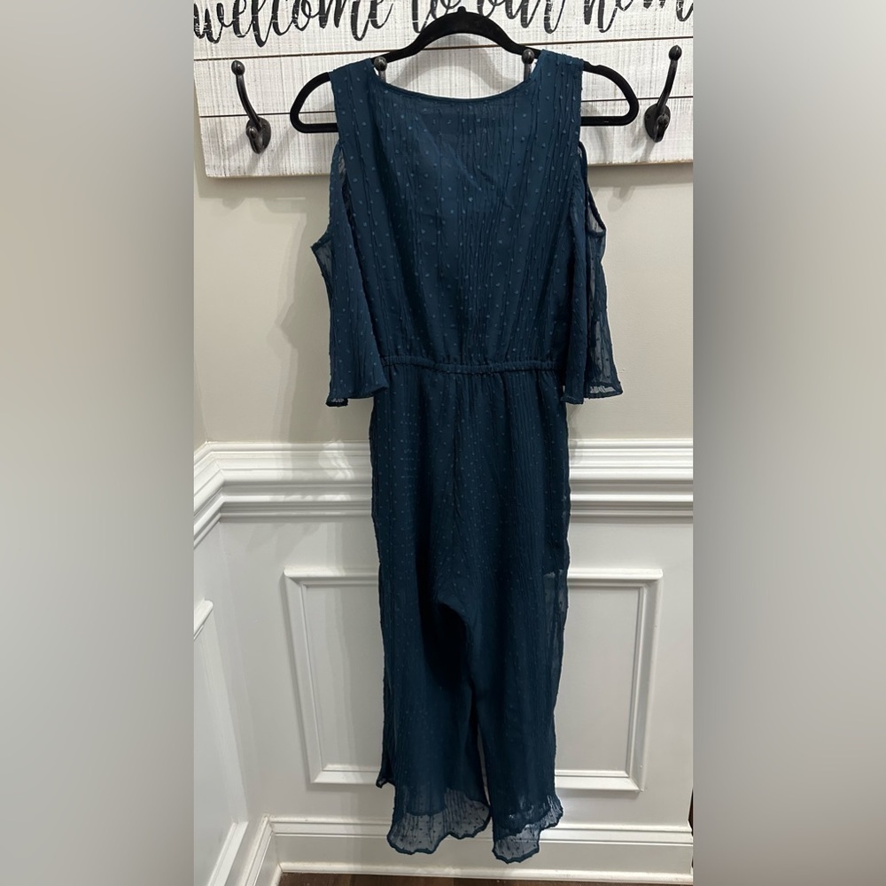 MINKPINK Turquoise Swiss Dot Cold Shoulder Jumper size S - Picture 6 of 12